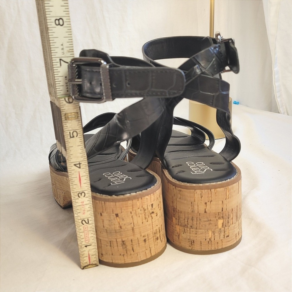 Franco Sarto Womens‎ 10M Black Chunky Platform Sandals Retro Boho y2k Vacation - Picture 8 of 9